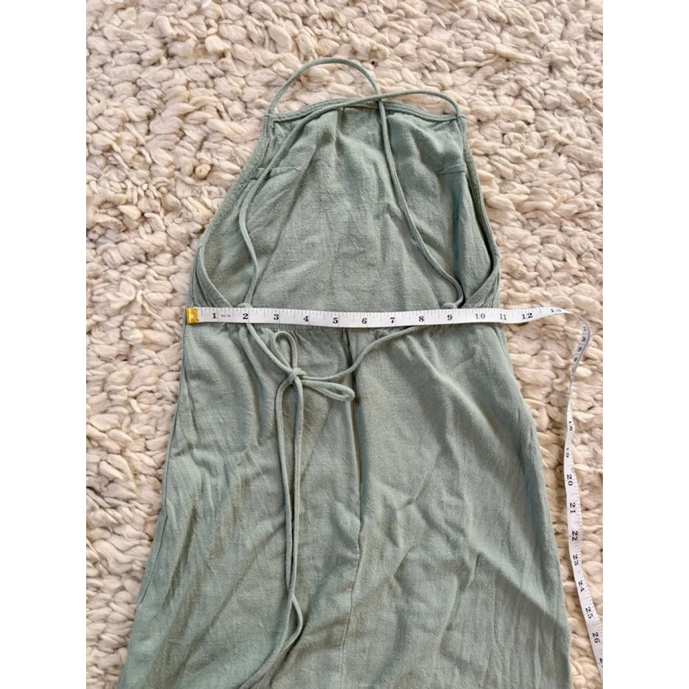 Women's Princess Polly Sage Green Mini Dress US 0 Backless Linen Blend - Picture 6 of 11
